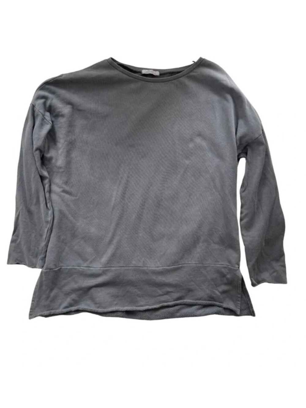 Zara Grey Long Sleeve 100% Cotton Sweatshirt Top Sz S